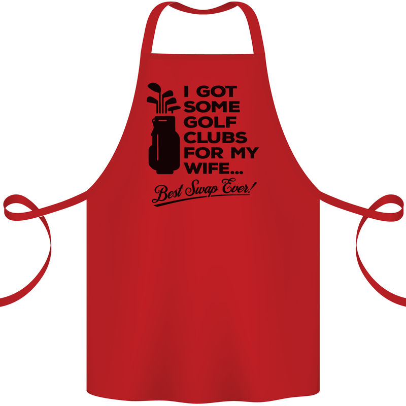 Golf Clubs for My Wife Gofing Golfer Funny Cotton Apron 100% Organic Red
