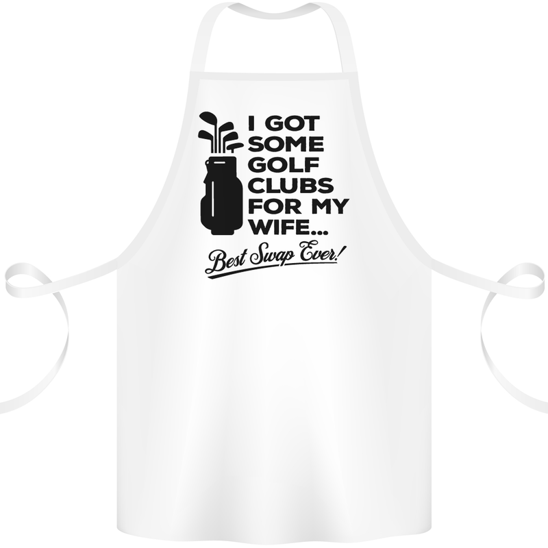 Golf Clubs for My Wife Gofing Golfer Funny Cotton Apron 100% Organic White