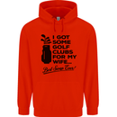 Golf Clubs for My Wife Gofing Golfer Funny Mens 80% Cotton Hoodie Bright Red