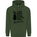 Golf Clubs for My Wife Gofing Golfer Funny Mens 80% Cotton Hoodie Forest Green