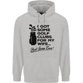 Golf Clubs for My Wife Gofing Golfer Funny Mens 80% Cotton Hoodie Sports Grey