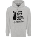 Golf Clubs for My Wife Gofing Golfer Funny Mens 80% Cotton Hoodie Sports Grey