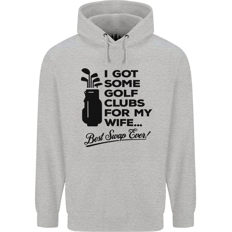 Golf Clubs for My Wife Gofing Golfer Funny Mens 80% Cotton Hoodie Sports Grey
