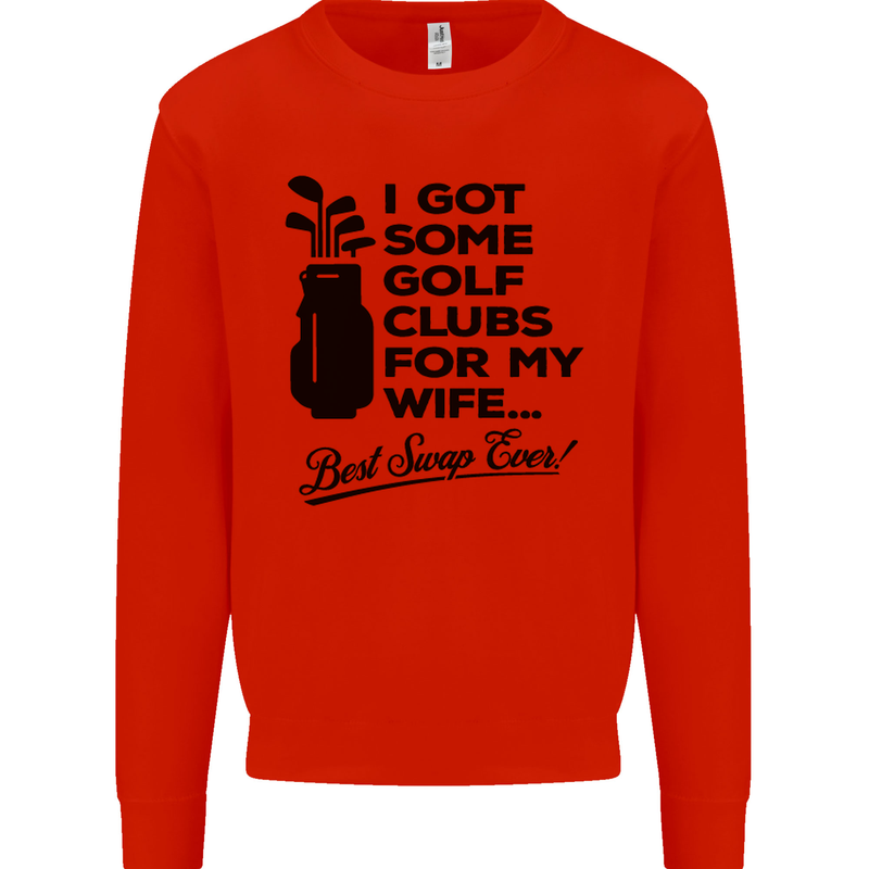Golf Clubs for My Wife Gofing Golfer Funny Mens Sweatshirt Jumper Bright Red