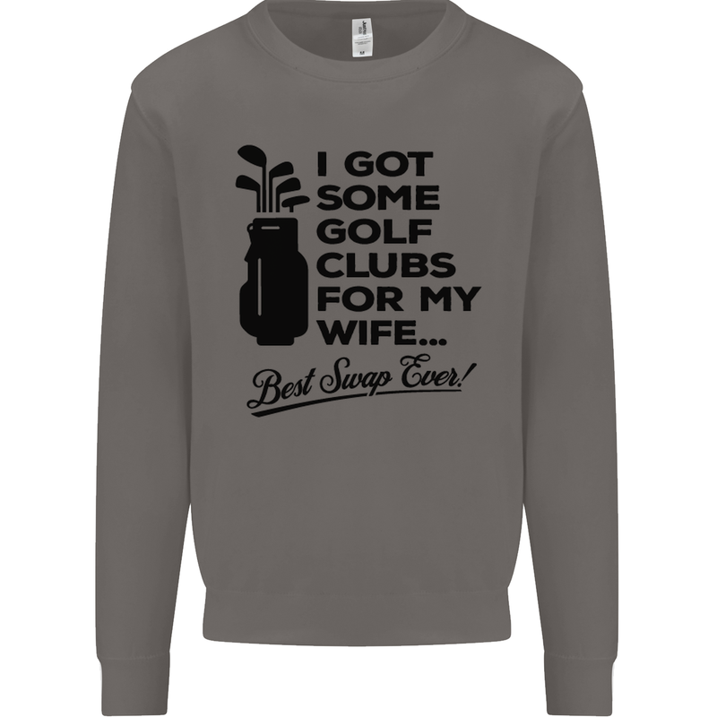 Golf Clubs for My Wife Gofing Golfer Funny Mens Sweatshirt Jumper Charcoal