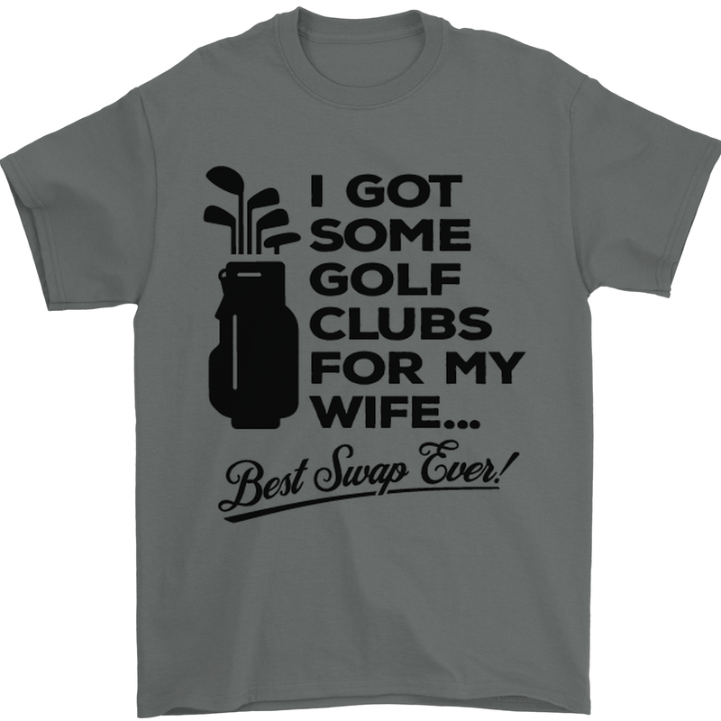 Golf Clubs for My Wife Gofing Golfer Funny Mens T-Shirt Cotton Gildan Charcoal