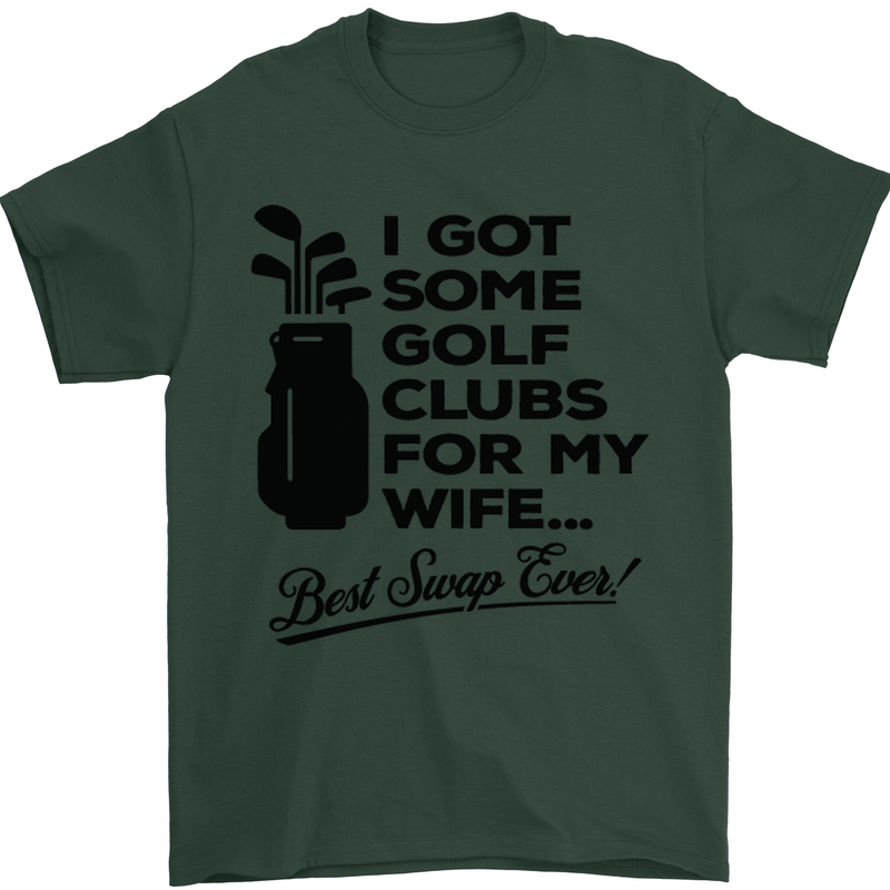 Golf Clubs for My Wife Gofing Golfer Funny Mens T-Shirt Cotton Gildan Forest Green