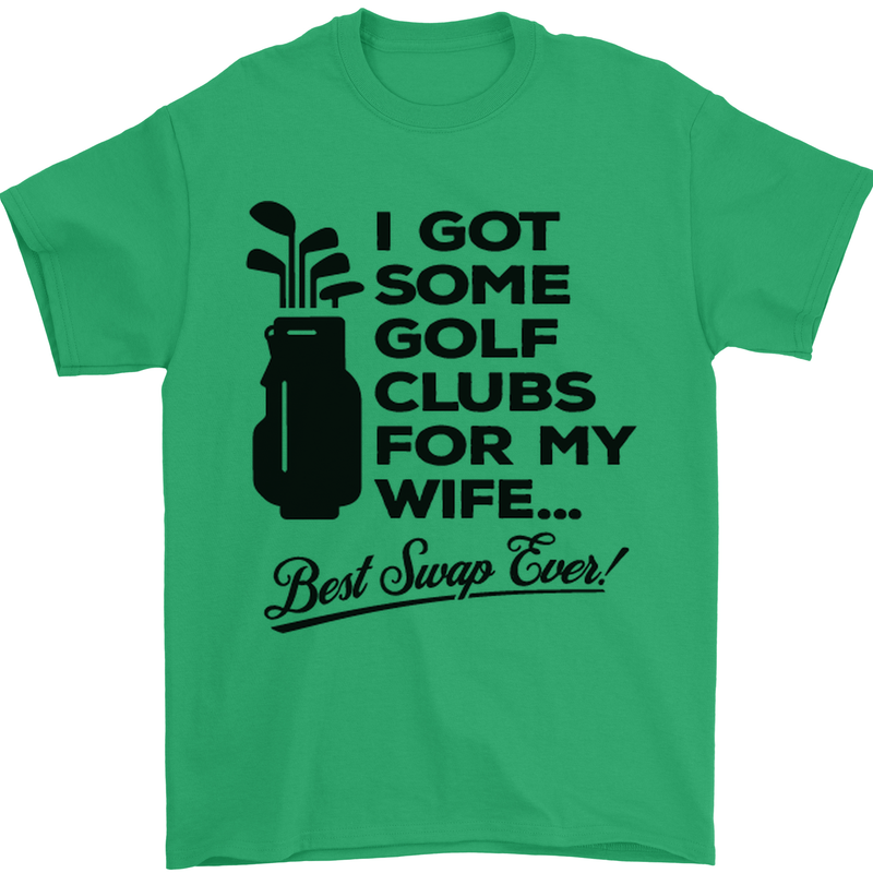 Golf Clubs for My Wife Gofing Golfer Funny Mens T-Shirt Cotton Gildan Irish Green