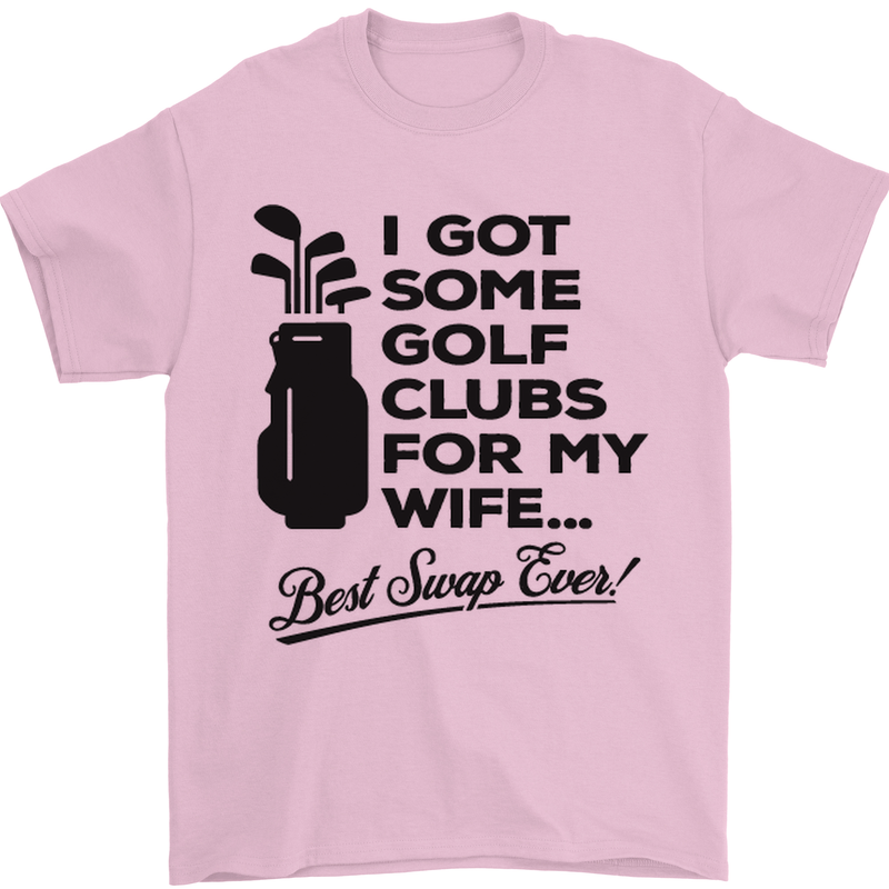 Golf Clubs for My Wife Gofing Golfer Funny Mens T-Shirt Cotton Gildan Light Pink
