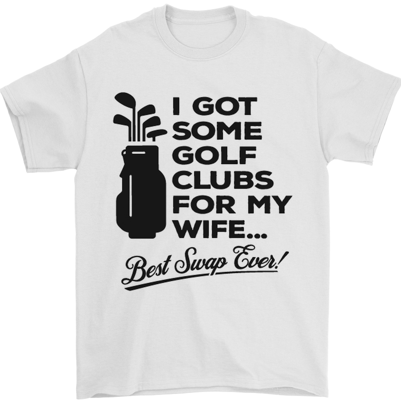 Golf Clubs for My Wife Gofing Golfer Funny Mens T-Shirt Cotton Gildan White