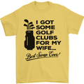 Golf Clubs for My Wife Gofing Golfer Funny Mens T-Shirt Cotton Gildan Yellow
