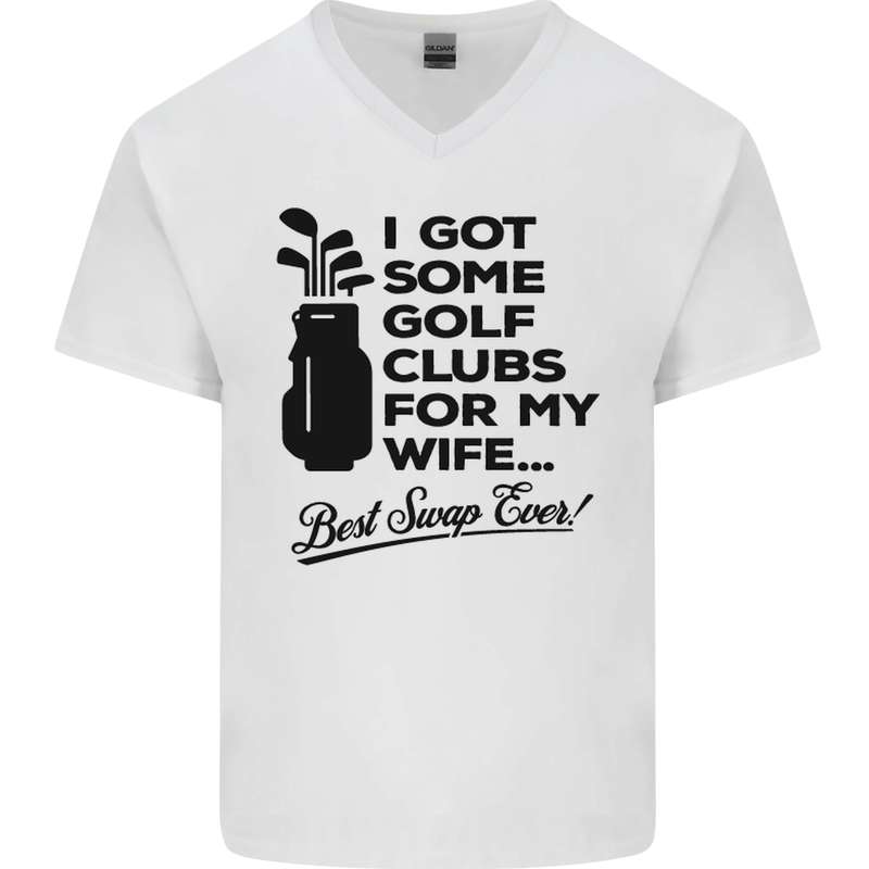 Golf Clubs for My Wife Gofing Golfer Funny Mens V-Neck Cotton T-Shirt White