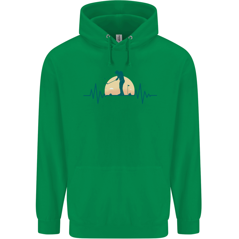 Golf Heartbeat Pulse Childrens Kids Hoodie Irish Green