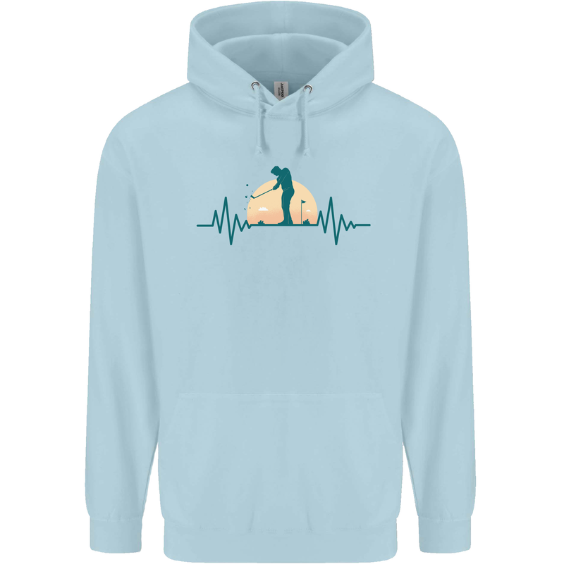 Golf Heartbeat Pulse Childrens Kids Hoodie Light Blue