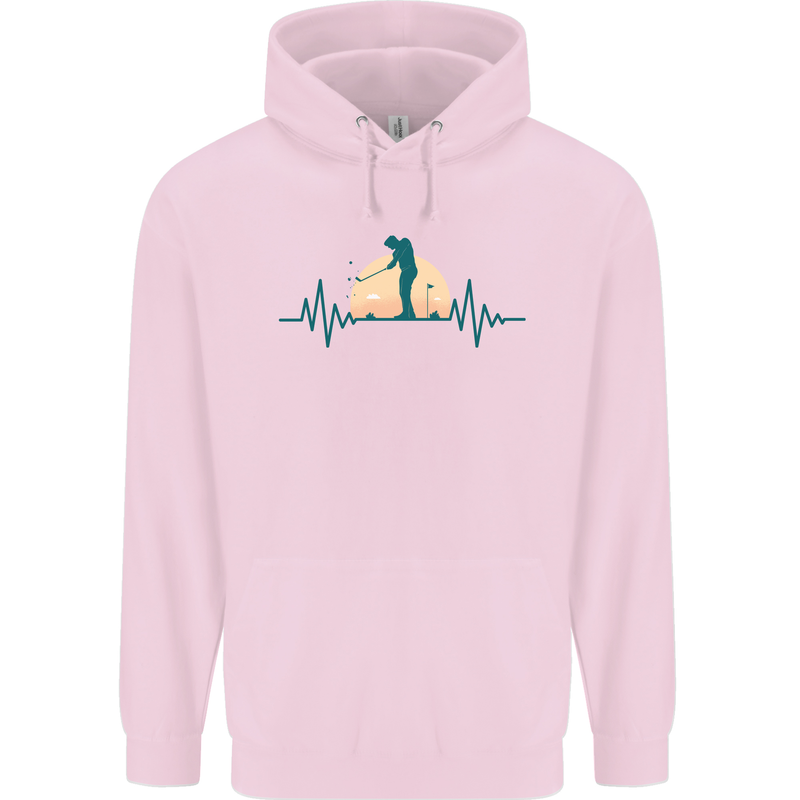 Golf Heartbeat Pulse Childrens Kids Hoodie Light Pink