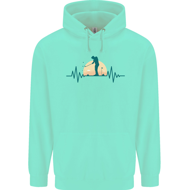 Golf Heartbeat Pulse Childrens Kids Hoodie Peppermint