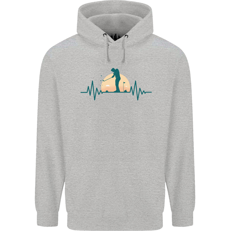 Golf Heartbeat Pulse Childrens Kids Hoodie Sports Grey