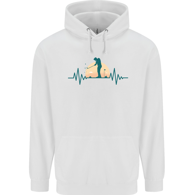 Golf Heartbeat Pulse Childrens Kids Hoodie White