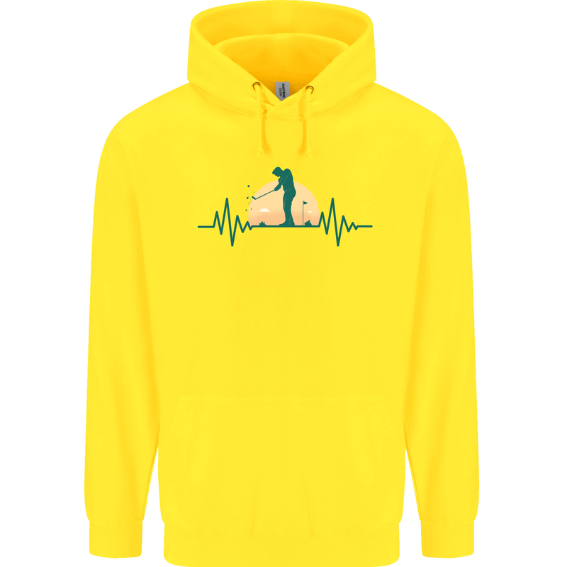 Golf Heartbeat Pulse Childrens Kids Hoodie Yellow