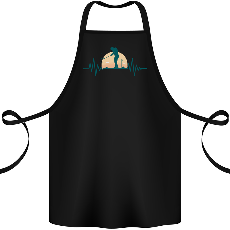 Golf Heartbeat Pulse Cotton Apron 100% Organic Black