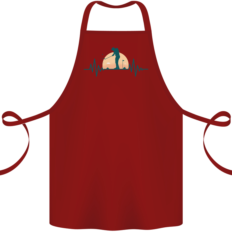 Golf Heartbeat Pulse Cotton Apron 100% Organic Maroon