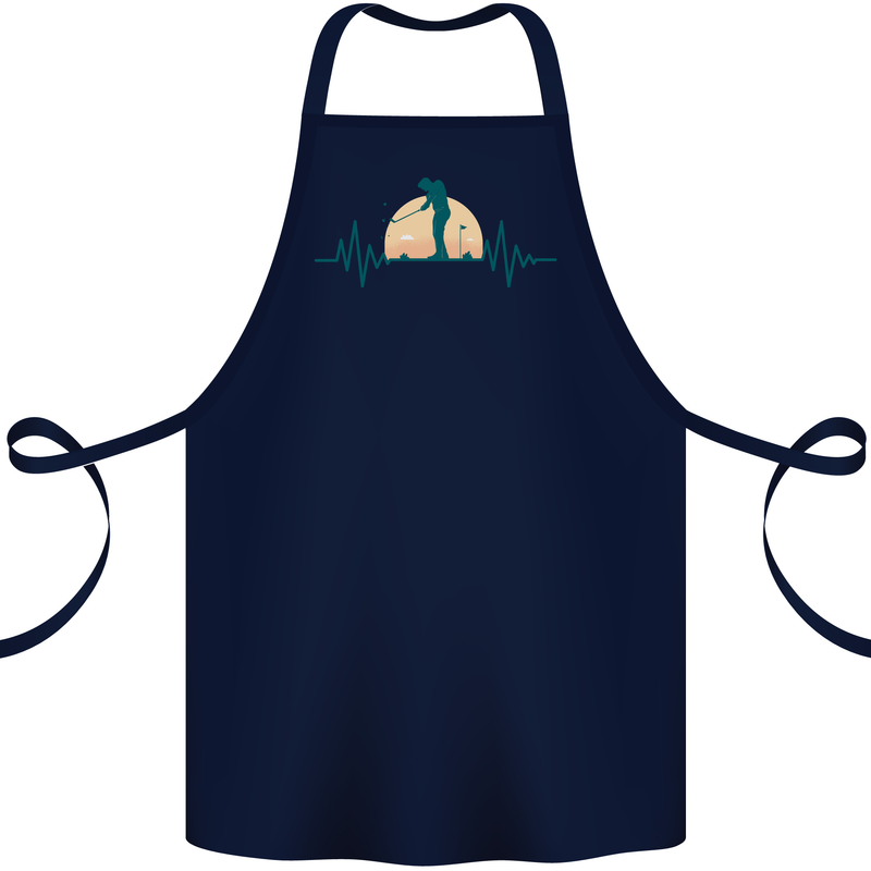 Golf Heartbeat Pulse Cotton Apron 100% Organic Navy Blue