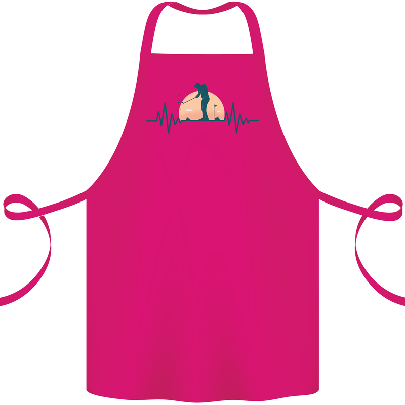 Golf Heartbeat Pulse Cotton Apron 100% Organic Pink