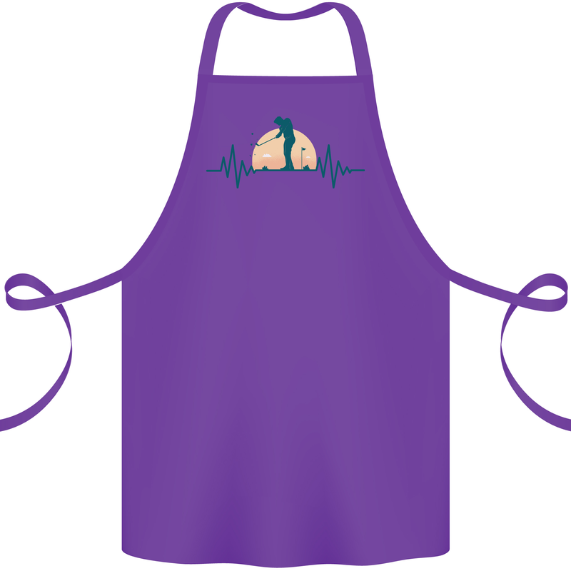 Golf Heartbeat Pulse Cotton Apron 100% Organic Purple