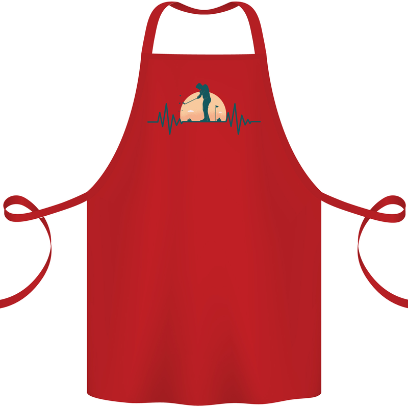 Golf Heartbeat Pulse Cotton Apron 100% Organic Red