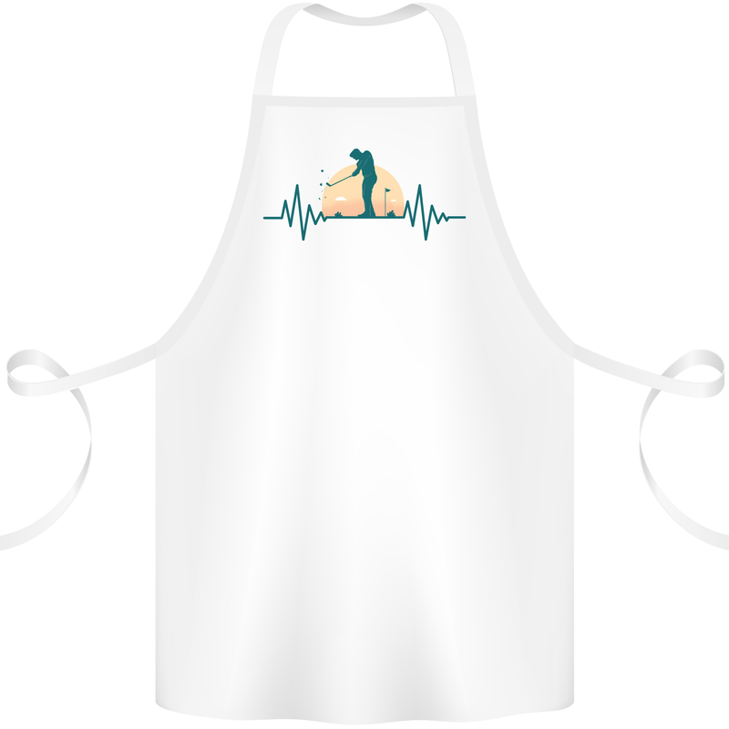 Golf Heartbeat Pulse Cotton Apron 100% Organic White