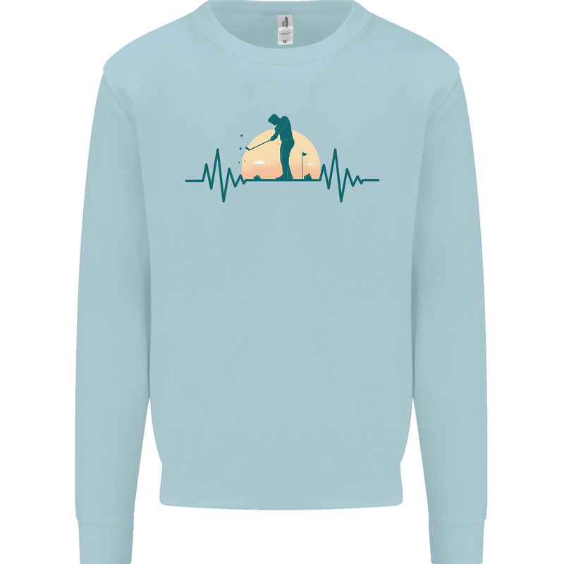 Golf Heartbeat Pulse Kids Sweatshirt Jumper Light Blue
