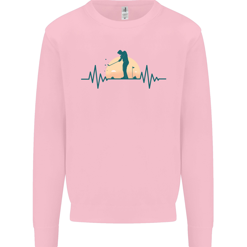 Golf Heartbeat Pulse Kids Sweatshirt Jumper Light Pink
