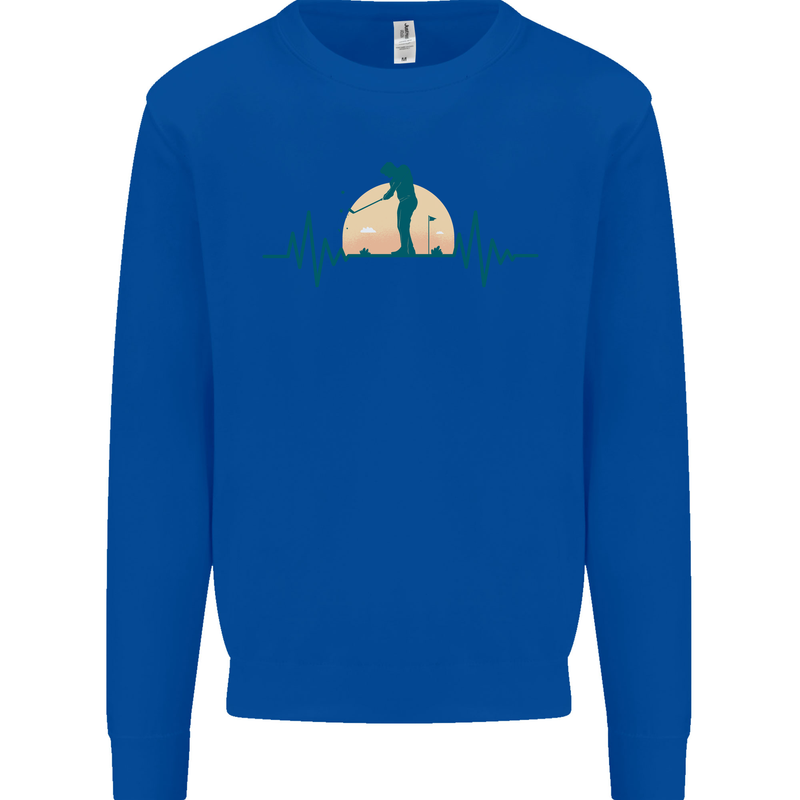 Golf Heartbeat Pulse Kids Sweatshirt Jumper Royal Blue
