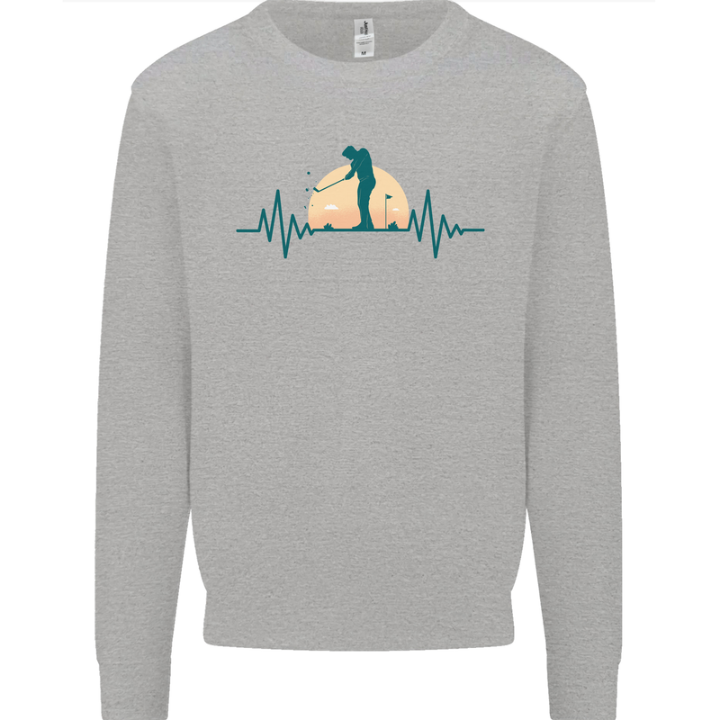 Golf Heartbeat Pulse Kids Sweatshirt Jumper Sports Grey