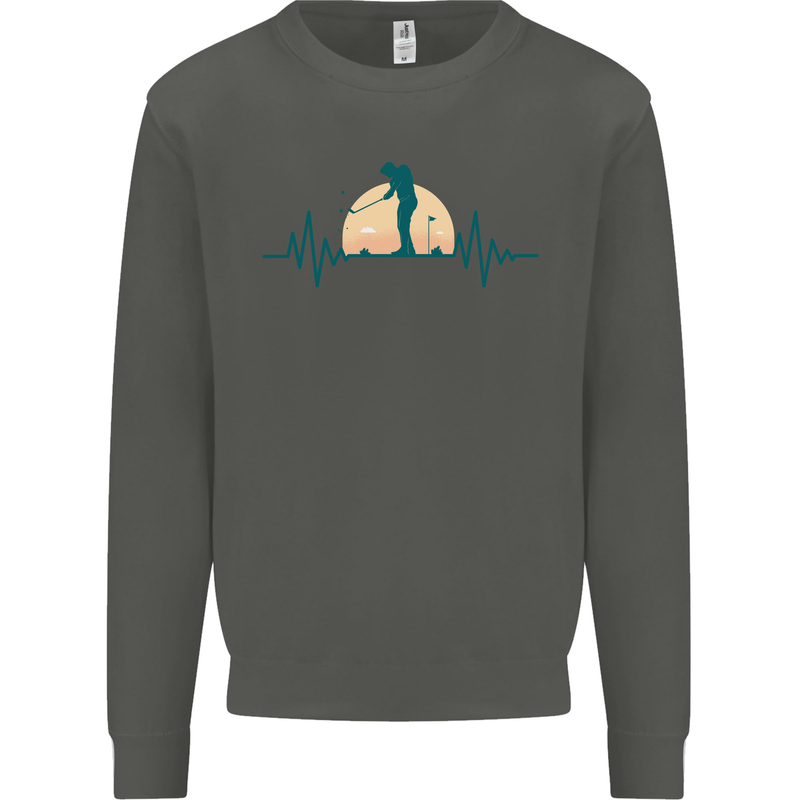 Golf Heartbeat Pulse Kids Sweatshirt Jumper Storm Grey