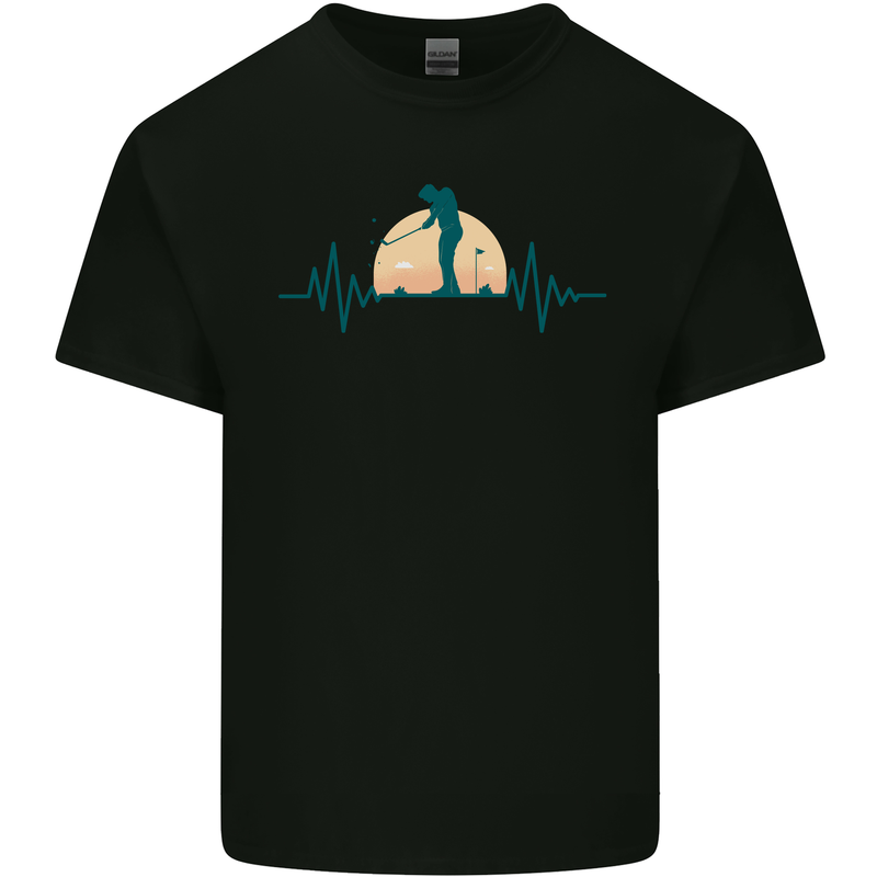 Golf Heartbeat Pulse Kids T-Shirt Childrens Black