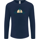 Golf Heartbeat Pulse Mens Long Sleeve T-Shirt Navy Blue