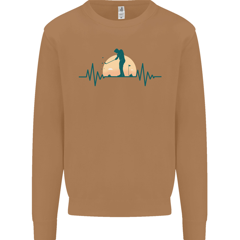 Golf Heartbeat Pulse Mens Sweatshirt Jumper Caramel Latte
