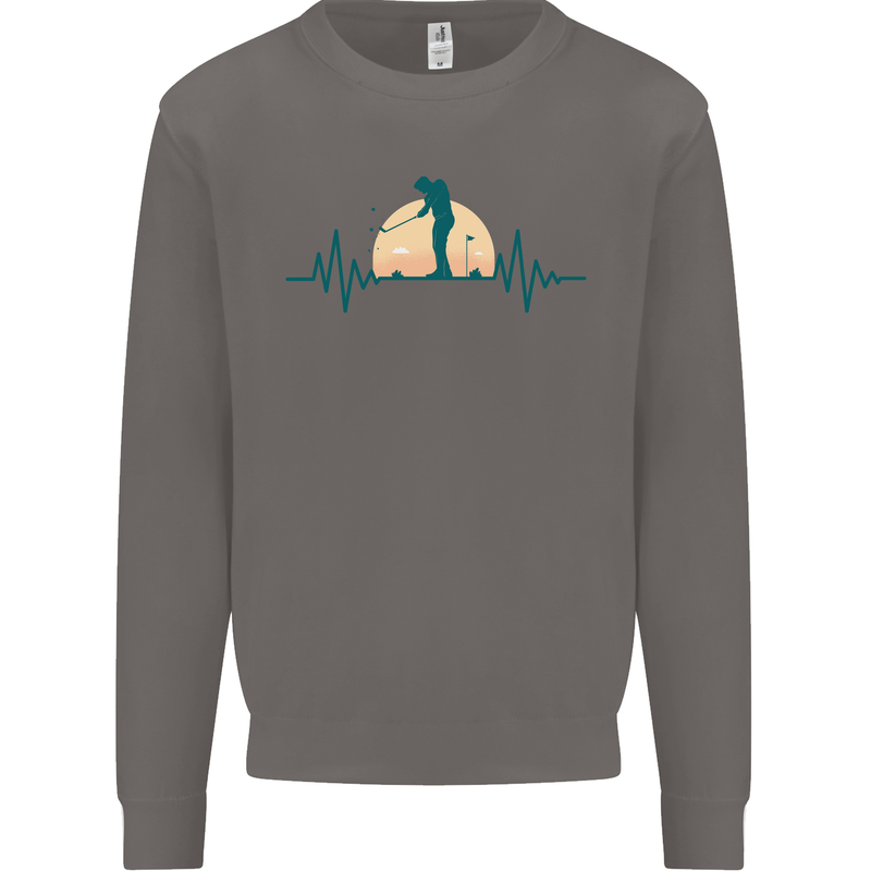 Golf Heartbeat Pulse Mens Sweatshirt Jumper Charcoal