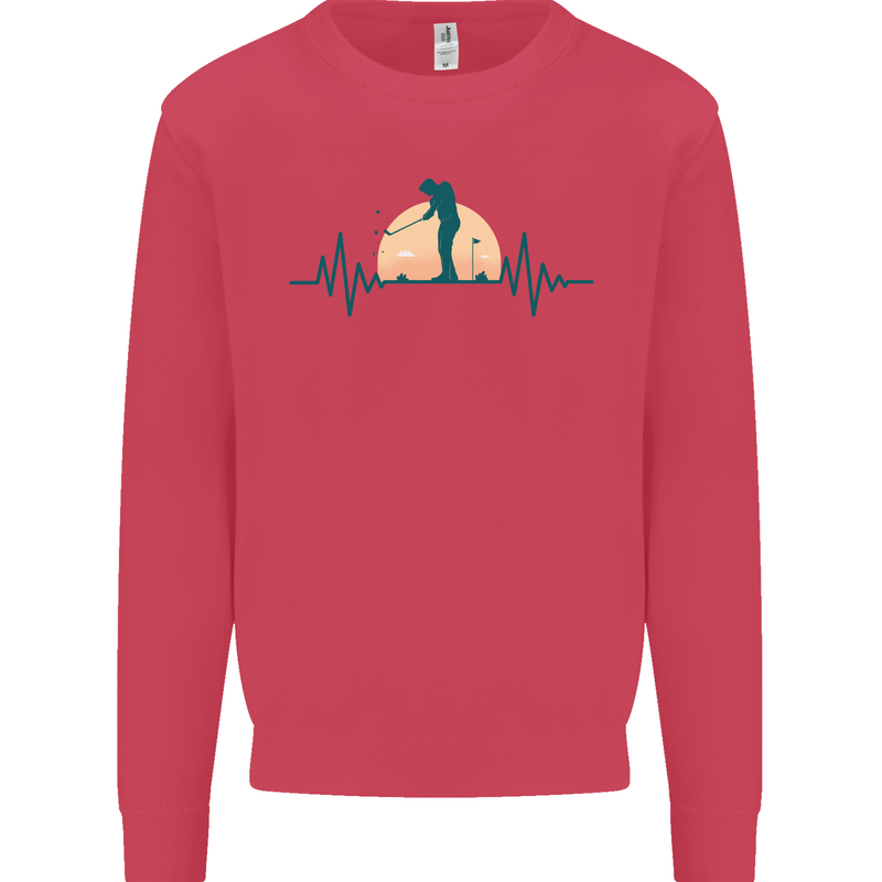 Golf Heartbeat Pulse Mens Sweatshirt Jumper Heliconia