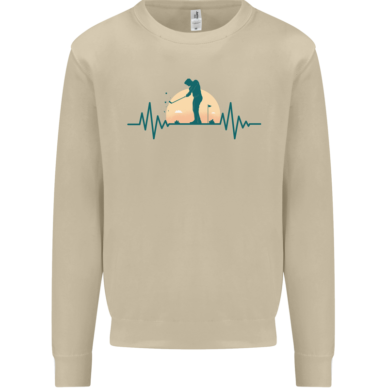 Golf Heartbeat Pulse Mens Sweatshirt Jumper Sand