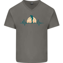 Golf Heartbeat Pulse Mens V-Neck Cotton T-Shirt Charcoal
