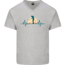 Golf Heartbeat Pulse Mens V-Neck Cotton T-Shirt Sports Grey