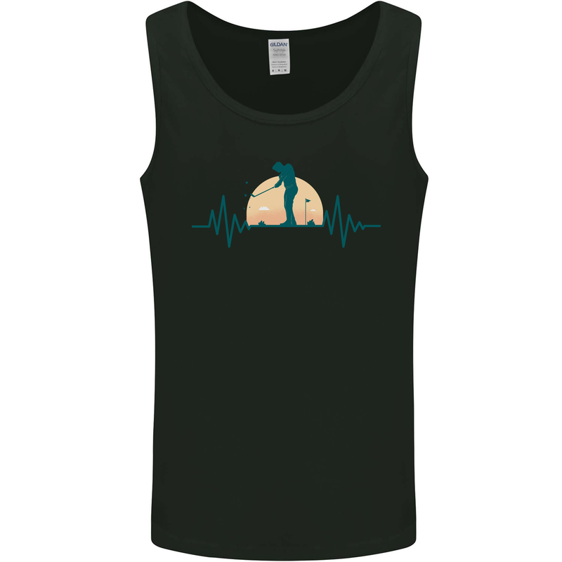 Golf Heartbeat Pulse Mens Vest Tank Top Black