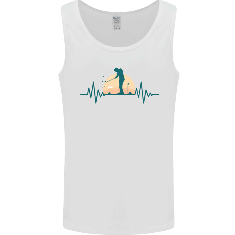 Golf Heartbeat Pulse Mens Vest Tank Top White