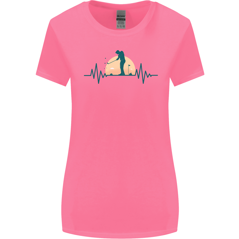 Golf Heartbeat Pulse Womens Wider Cut T-Shirt Azalea