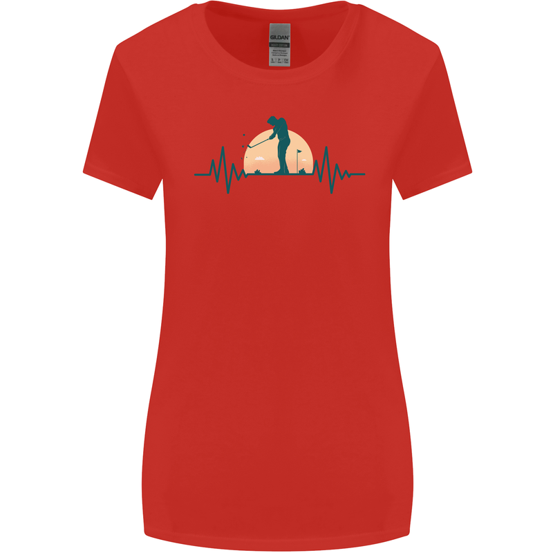 Golf Heartbeat Pulse Womens Wider Cut T-Shirt Red