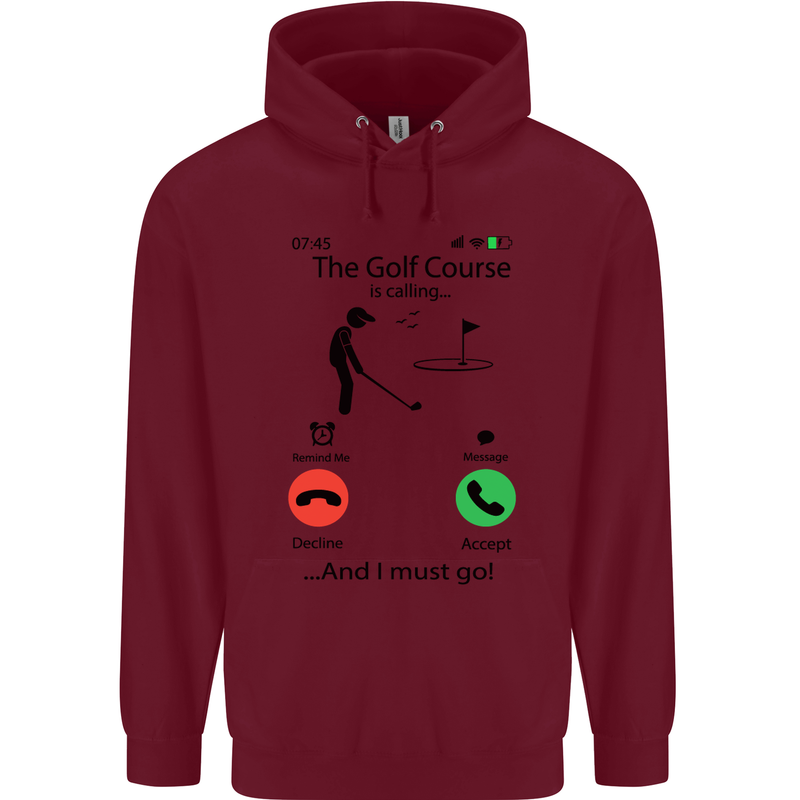 Golf Is Calling Golfer Golfing Funny Childrens Kids Hoodie Maroon