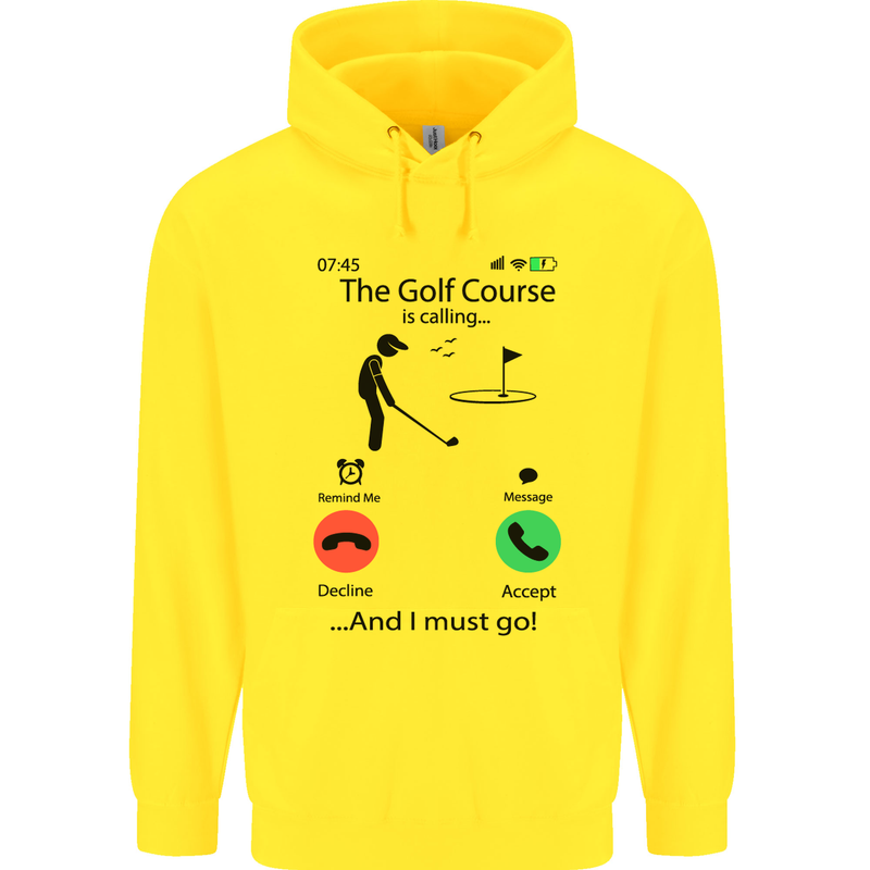 Golf Is Calling Golfer Golfing Funny Childrens Kids Hoodie Yellow