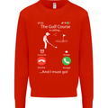 Golf Is Calling Golfer Golfing Funny Kids Sweatshirt Jumper Bright Red